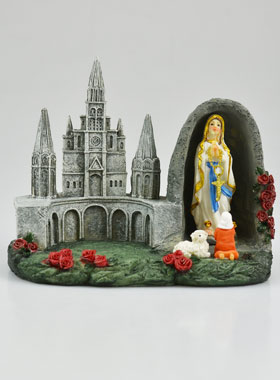 Statue Apparitions de Lourdes et Basilique - 15 cm (pic 1)