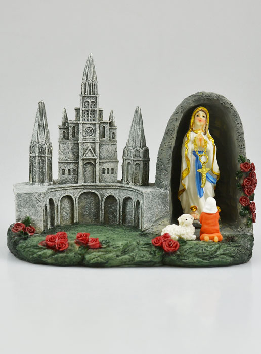 Statue Apparitions de Lourdes et Basilique - 15 cm (pic 2)