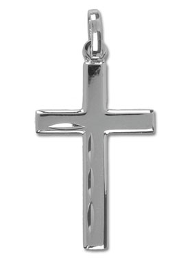 Pendentif Croix du Christ en Or Massif Blanc (pic 1)