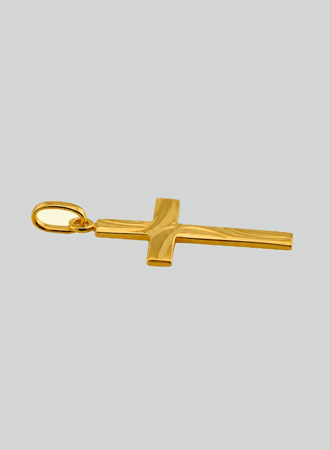 Pendentif Croix du Christ Sculptée - Or Massif Jaune (pic 4)