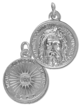 Médaille Tête du Christ Argentée - 18 mm (pic 1)