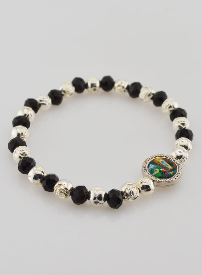 Bracelet Notre Dame de Lourdes en Perles Noires (pic 3)