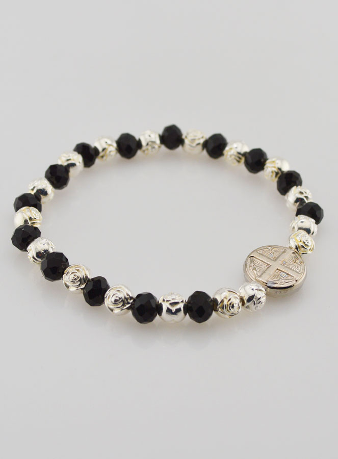 Bracelet Notre Dame de Lourdes en Perles Noires (pic 4)