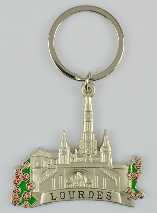 Porte-Clés Souvenir Basilique de Lourdes et Fleurs (pic 2)