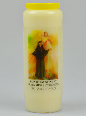 Bougie de Neuvaine à Sainte Faustine & Christ Miséricordieux - 17.5cm (pic 1)
