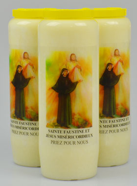 Lot de 3 Bougies de Neuvaine à Ste Faustine & Christ Miséricordieux (pic 1)