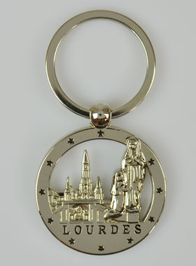 Porte-Clés de Notre Dame de Lourdes Ajouré - 4 cm (pic 1)