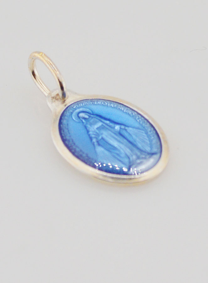 Médaille Miraculeuse Argentée - Email Bleu - 15 mm (pic 3)
