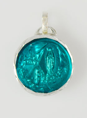 Médaille de Lourdes Bleu Turquoise & Eau de Lourdes (pic 1)