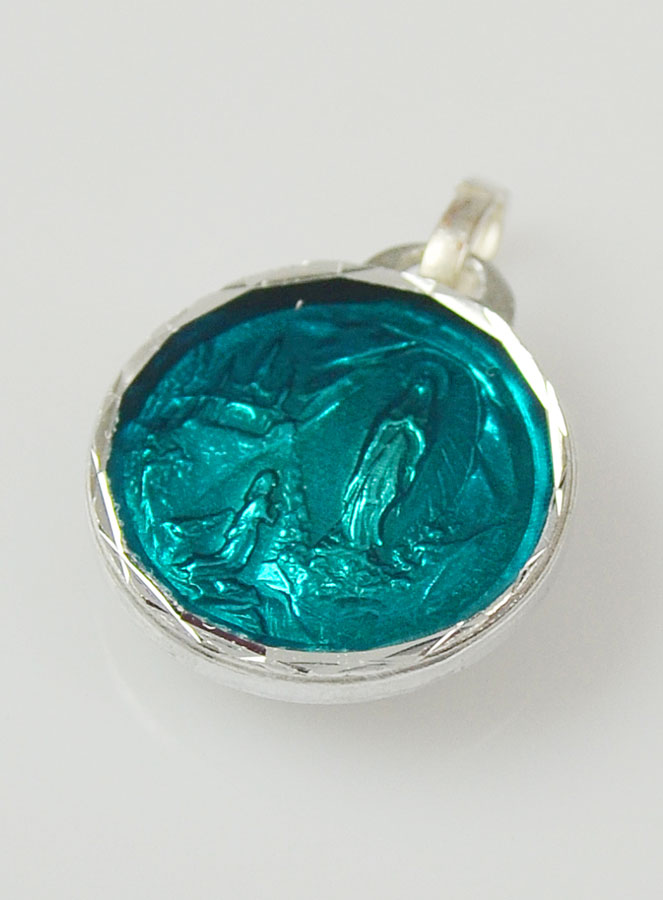 Médaille de Lourdes Bleu Turquoise & Eau de Lourdes (pic 3)