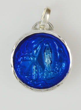 Médaille de Lourdes Bleu Foncé & Eau de Lourdes (pic 1)