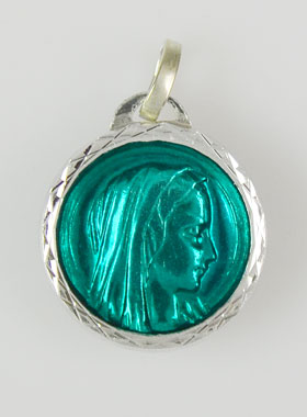 Médaille Vierge Marie Bleu Turquoise & Eau de Lourdes (pic 1)