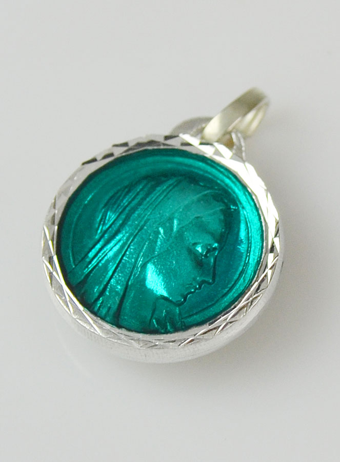 Médaille Vierge Marie Bleu Turquoise & Eau de Lourdes (pic 3)