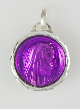Médaille Vierge Marie Violette & Eau de Lourdes (pic 1)