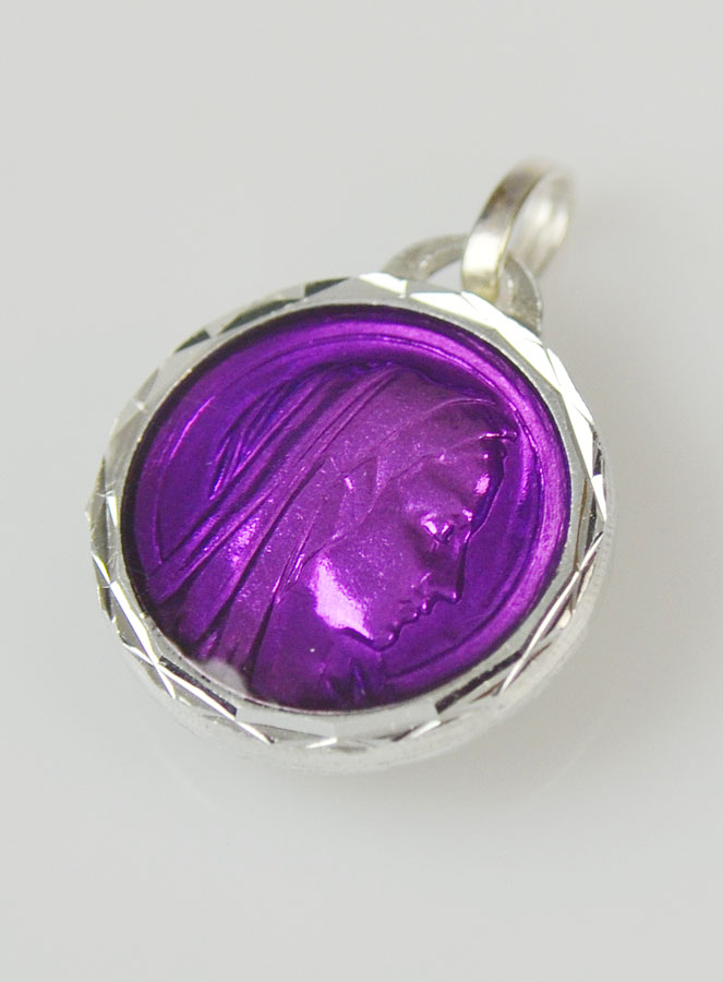 Médaille Vierge Marie Violette & Eau de Lourdes (pic 3)