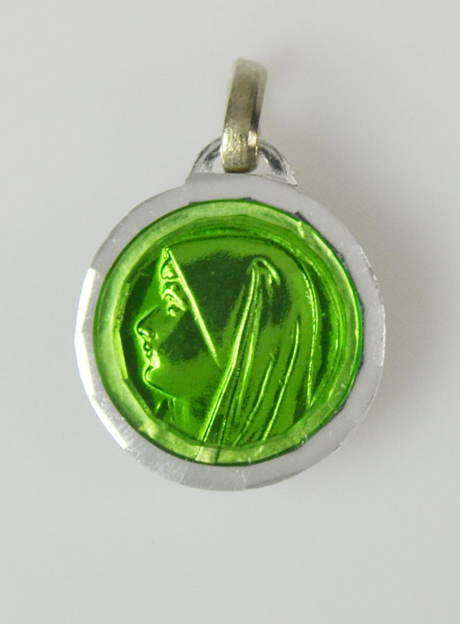 Médaille Vierge Marie Verte & Eau de Lourdes (pic 1)