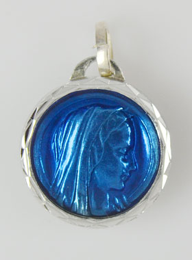 Médaille Vierge Marie Bleu Foncé & Eau de Lourdes (pic 1)