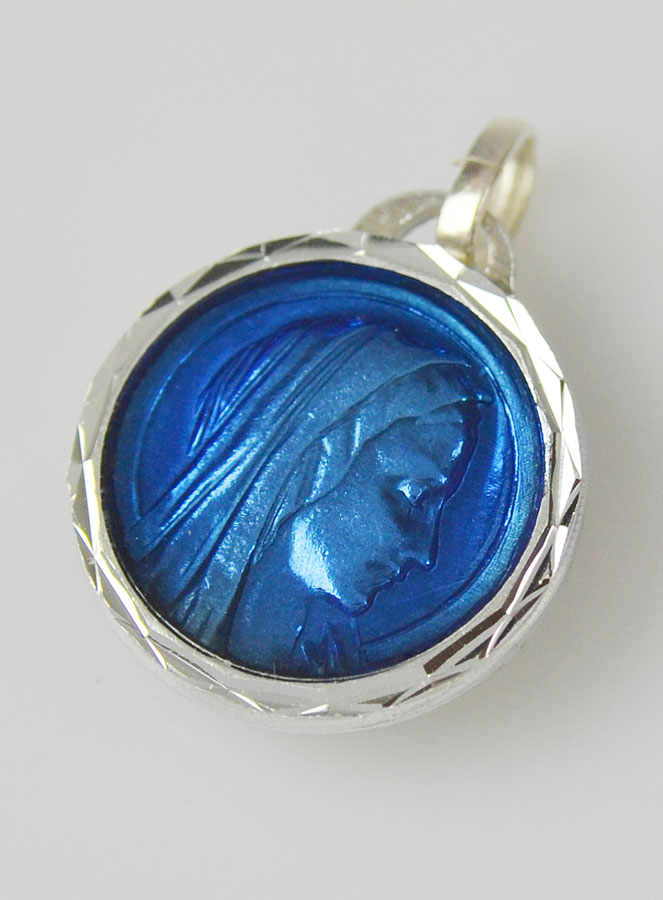 Médaille Vierge Marie Bleu Foncé & Eau de Lourdes (pic 3)