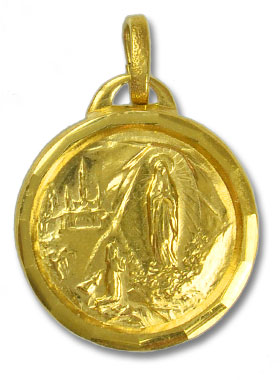 Médaille Apparitions de Lourdes Dorée & Eau de Lourdes (pic 1)