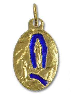 Médaille Apparitions de Lourdes Dorée Or 24 Carats - 19mm (pic 1)