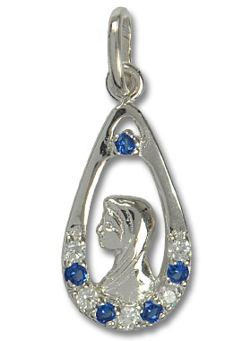 Pendentif Goutte Vierge Marie - Diamant Strass & Argent (pic 1)