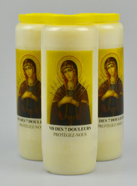 Lot de 3 Bougies de Neuvaine à Notre Dame des 7 Douleurs (pic 1)