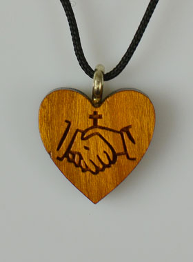 Pendentif Coeur Amitié en Jésus en Bois (pic 1)