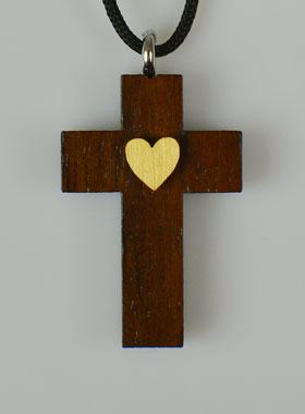 Pendentif Croix Coeur de Jésus en Bois (pic 1)