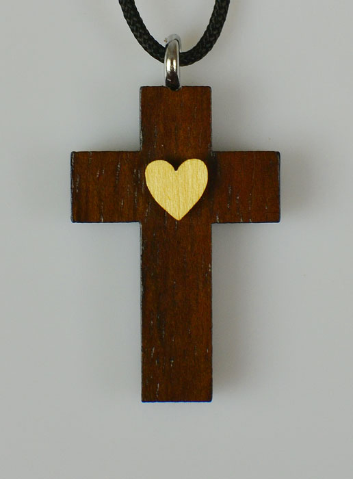 Pendentif Croix Coeur de Jésus en Bois (pic 2)