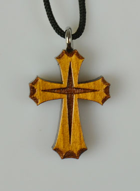 Pendentif Croix Orthodoxe en Bois (pic 1)