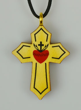 Pendentif Croix en Bois du Sacré Coeur (pic 1)