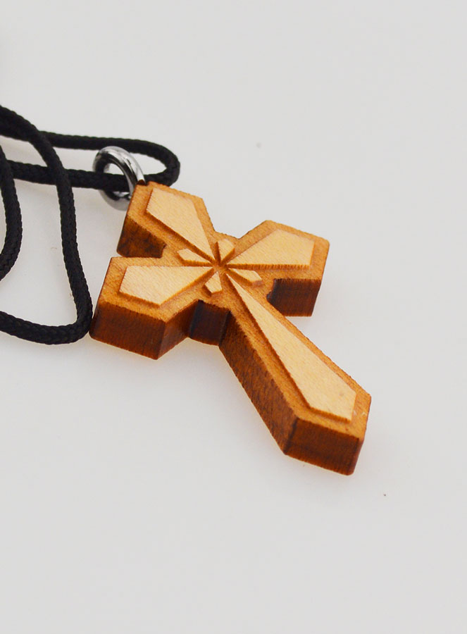 Pendentif Croix en Bois Vernis (pic 4)