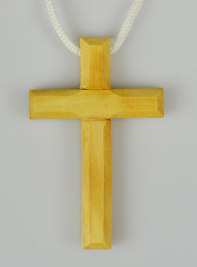 Pendentif Croix d'Aube de Communion en Bois d'Olivier (pic 1)