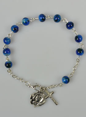 Bracelet Religieux Dizainier en Perles de Nacre Bleue (pic 1)