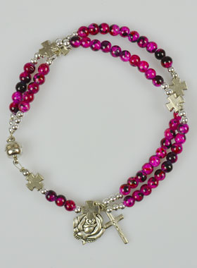 Bracelet Religieux Chapelet en Perles de Nacre Rose (pic 1)