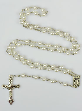 Chapelet en Perles de Nacre Blanche (pic 1)