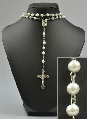 Collier Chapelet Fashion Mode en Perles Blanches (pic 1)