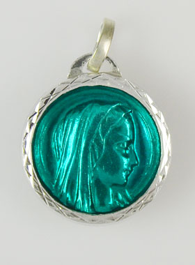 Médaille Vierge Bleu Turquoise & Eau de Lourdes (pic 1)