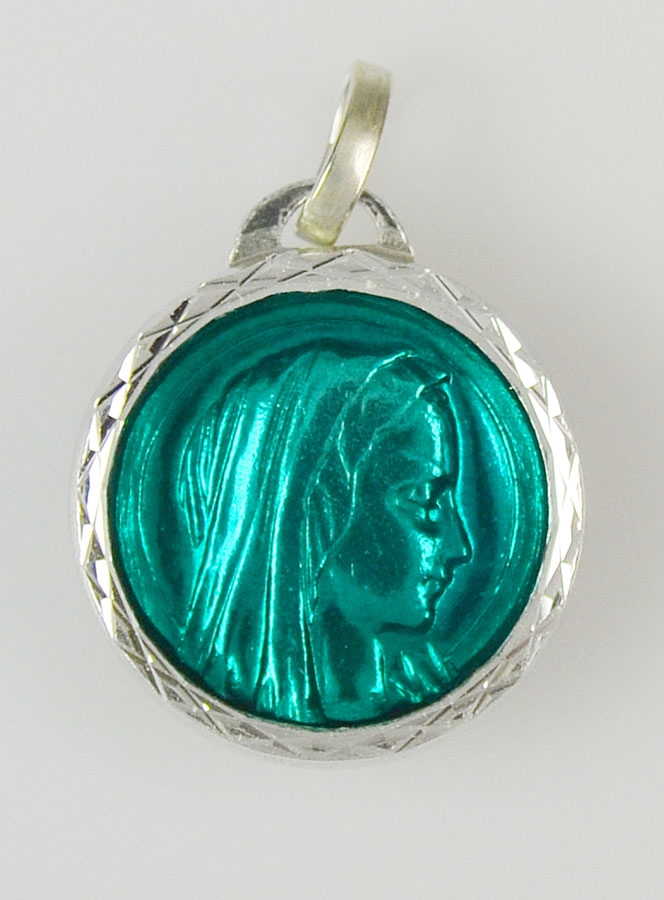 Médaille Vierge Bleu Turquoise & Eau de Lourdes (pic 2)