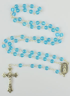 Chapelet en Perles de Verre Bleu - 55 cm (pic 1)