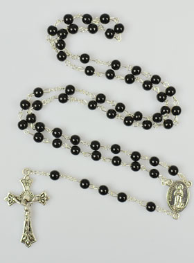 Chapelet en Perles de Verre Noir - 55 cm (pic 1)