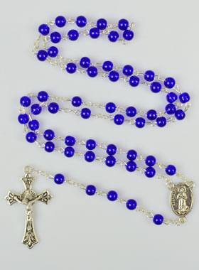 Chapelet en Perles de Verre Bleu Foncé - 55 cm (pic 1)