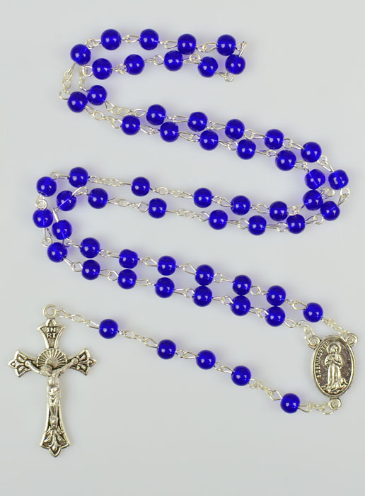 Chapelet en Perles de Verre Bleu Foncé - 55 cm (pic 2)