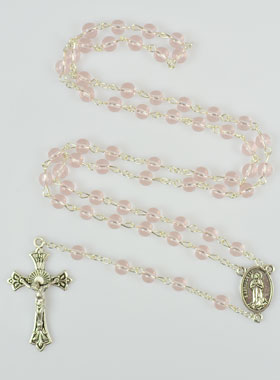 Chapelet en Perles de Verre Rose - 55 cm (pic 1)