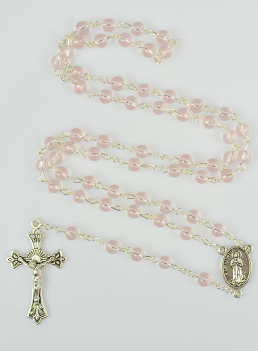 Chapelet en Perles de Verre Rose - 55 cm (pic 2)