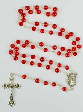 Chapelet en Perles de Verre Rouge - 55 cm (pic 1)