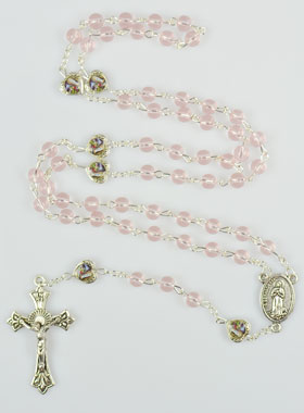 Chapelet en Perles de Verre Rose - 50 cm (pic 1)