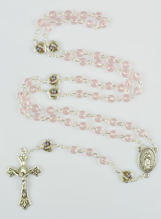Chapelet en Perles de Verre Rose - 50 cm (pic 2)