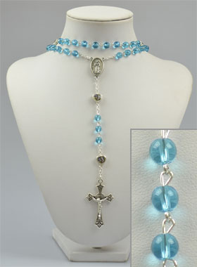 Chapelet Mode en Perles de Verre Bleu - 50 cm (pic 1)