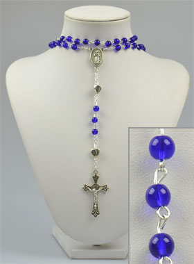Chapelet Mode en Perles de Verre Bleu Foncé - 50 cm (pic 1)